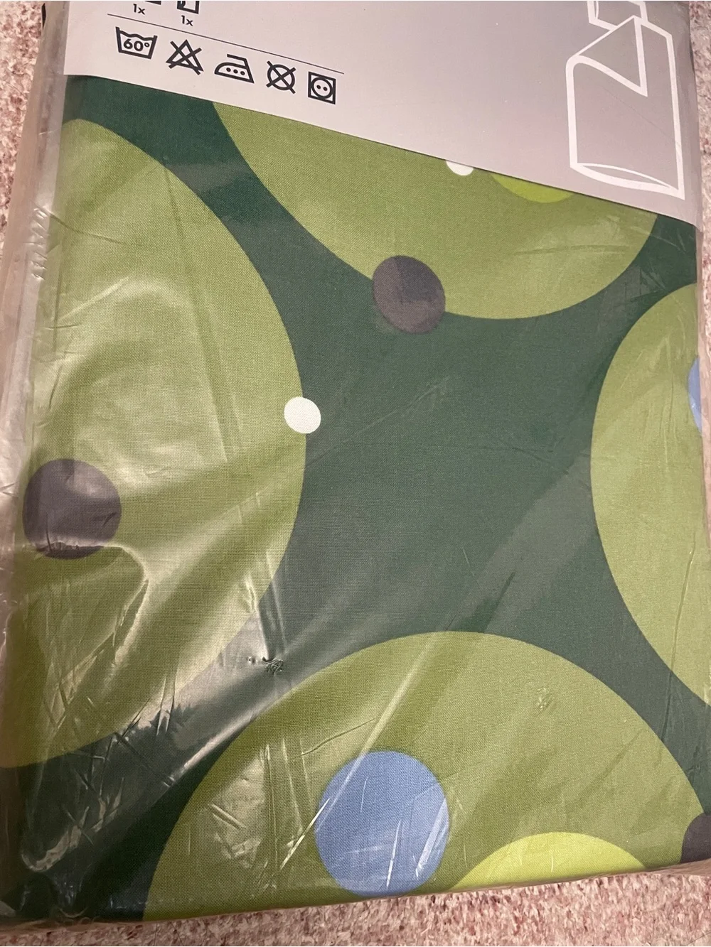 IKEA BRUNSKÄRA Green Circle Duvet Cover 2 Pillow sham Set